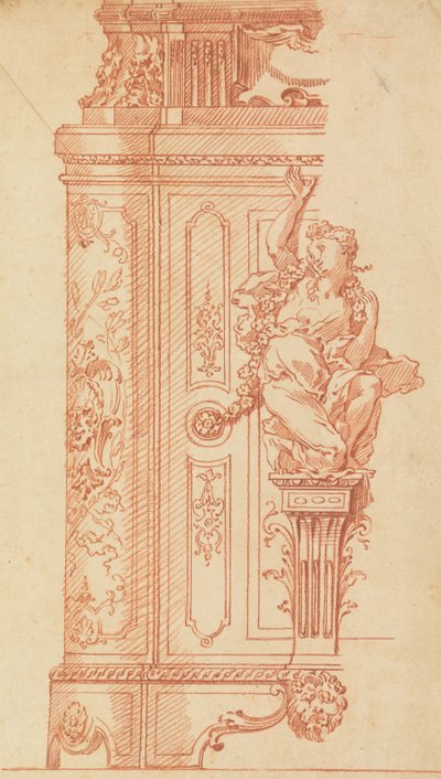 Furniture Design- Elevation of a Pedestal or Case by Gilles Marie Oppenord